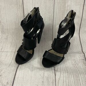 MICHAEL KORS Women’s Jennings Black Leather Zippered Platform Heels Size 9M